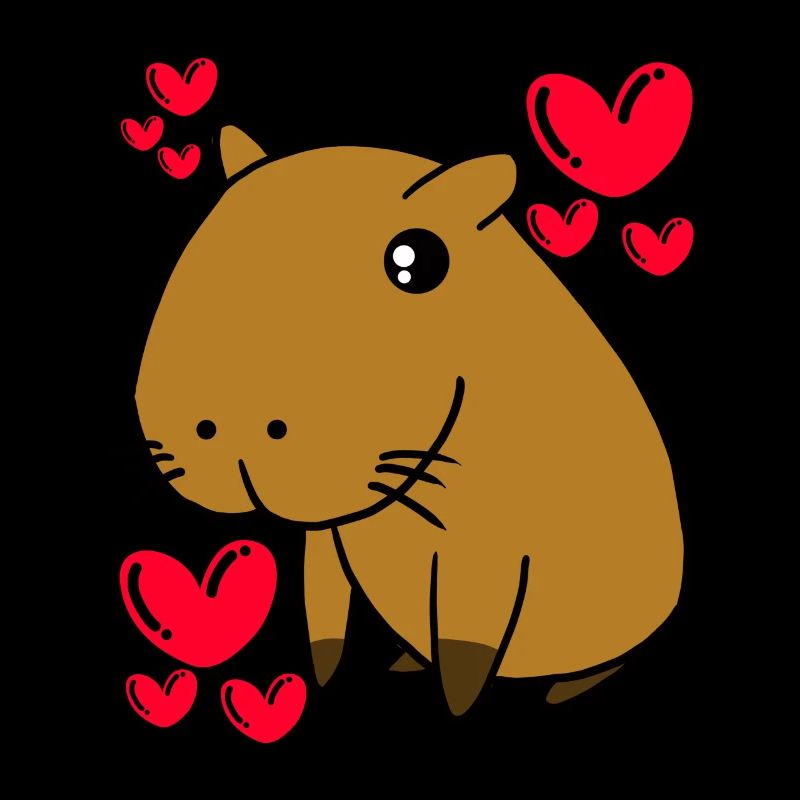Capybara Belle Saint-Valentin coeurs mignons