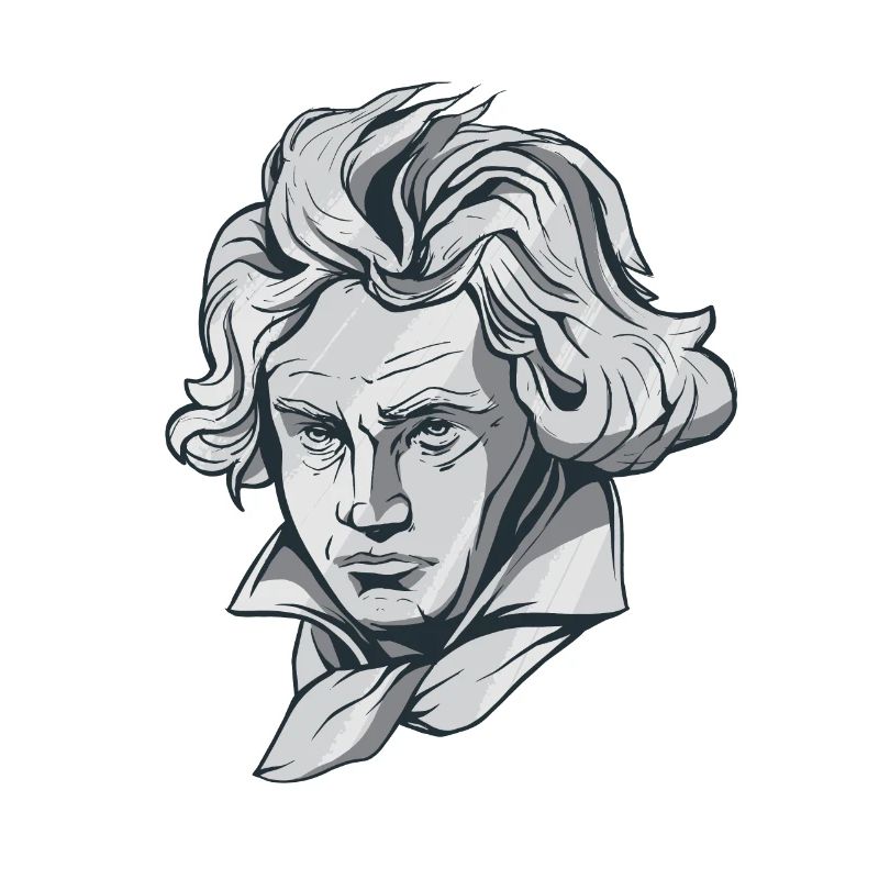 Buste de visage de Beethoven avec le compositeur de Beethoven