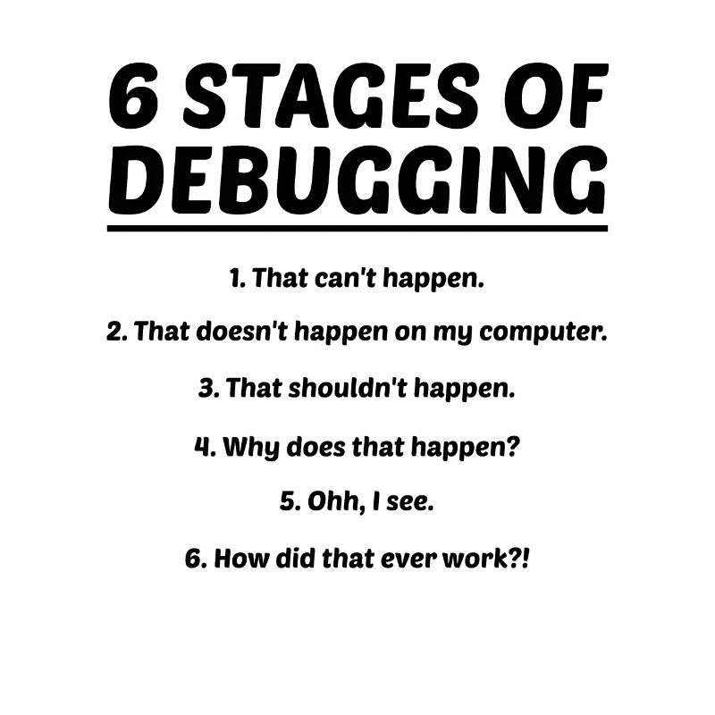 6 Stages Of Debugging Coder Programmer Software De