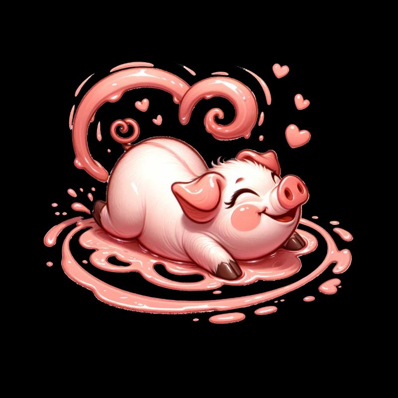 Cochon Bouclé Coeur Queue Saint Valentin Amour Boueux