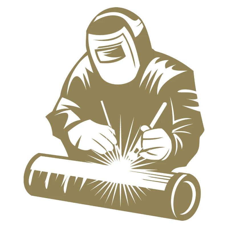 Welder silhouette during arc welding