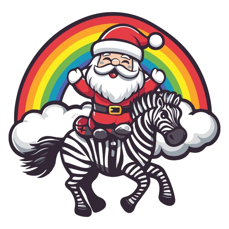 Zebra Weihnachtsmann Regenbogen