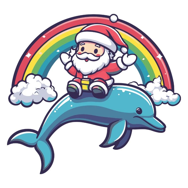 Delfin Weihnachtsmann Regenbogen