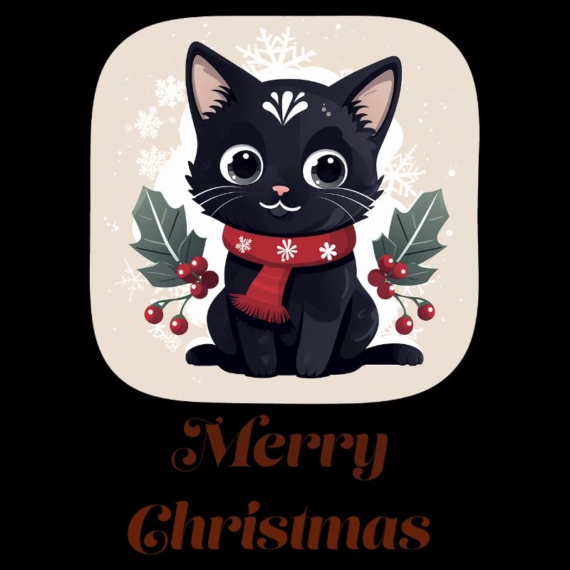 Joyeux Noël de chat noir mignon