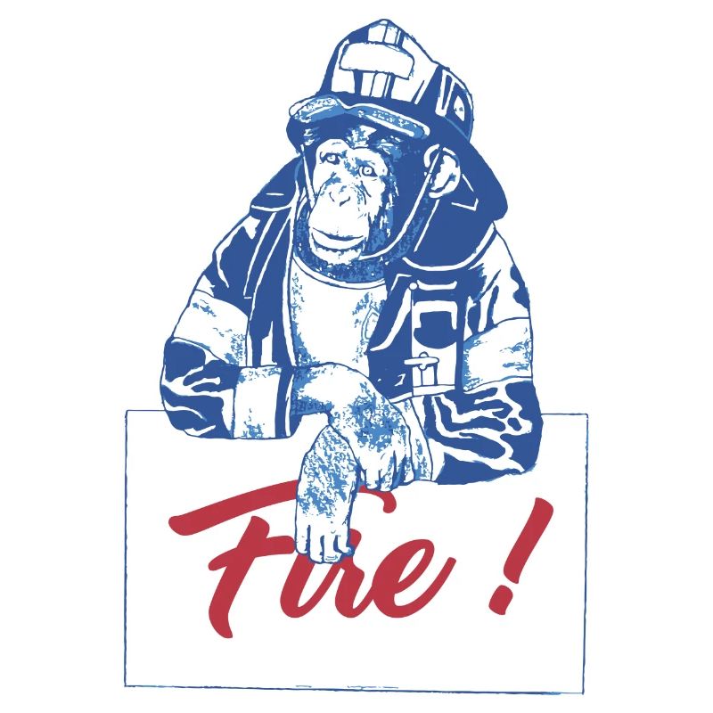 Chimpanzee Fire Monkey Singe Pompier illustration