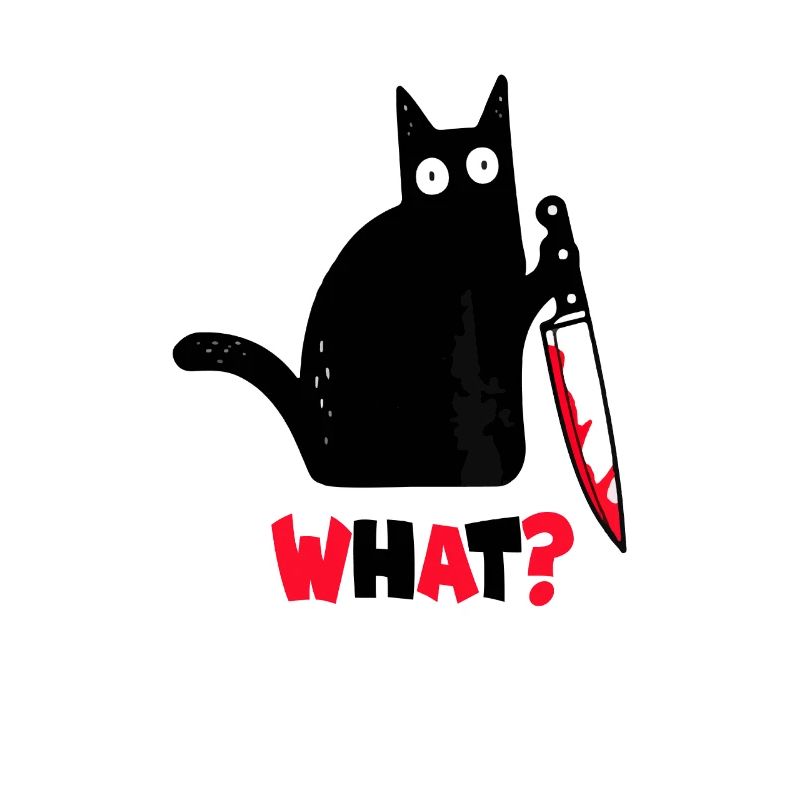 Katze mit blutigem Messer WHAT? Schwarze Katze