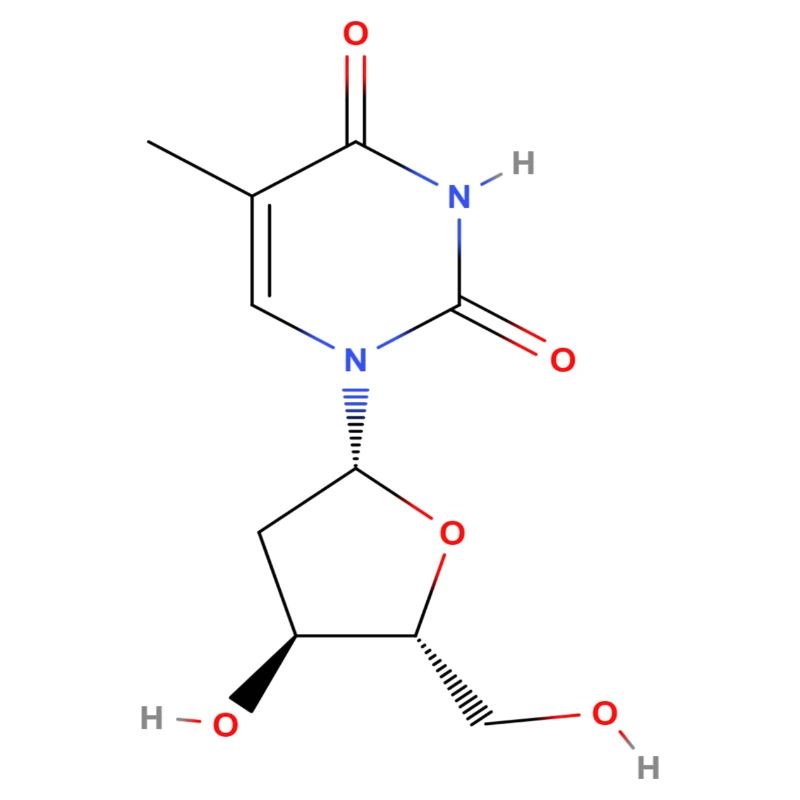 Thymidine Molecule - Colored Structural Formula
