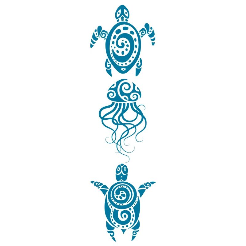 Two turtles and a jellyfish