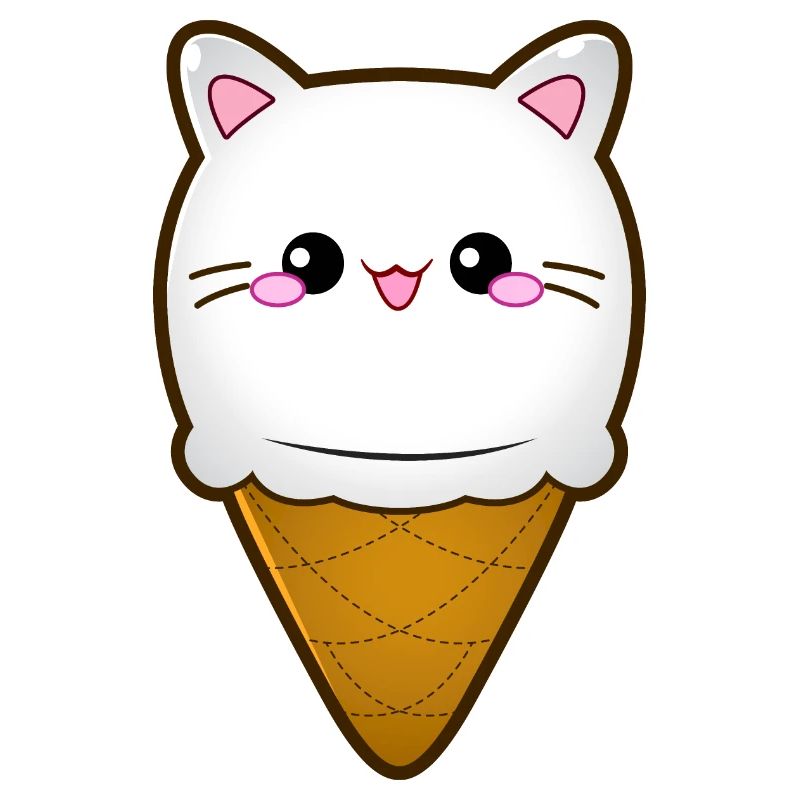 Ice Cream Cat Eiscreme Eis Katze Vanille Eiskugel