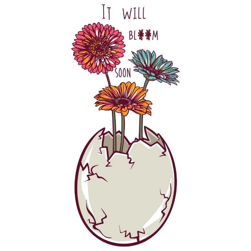 Blooming egg - eggshell - flowers