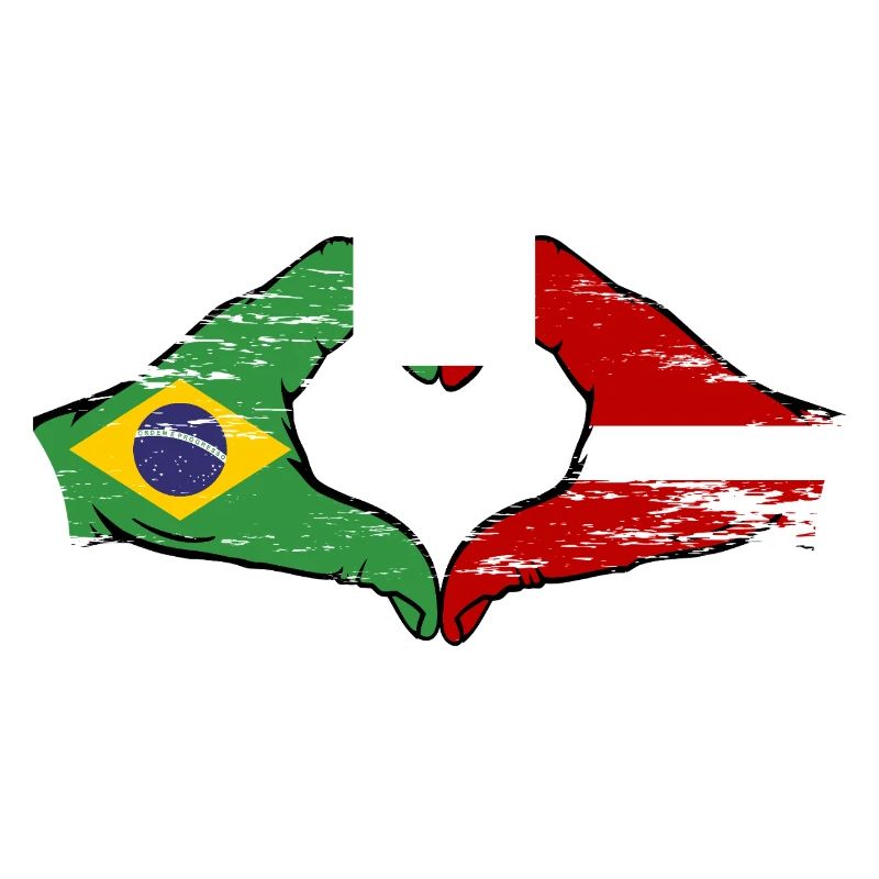 Brésil Lettonie Drapeau Mains Coeur Forme Utilisé