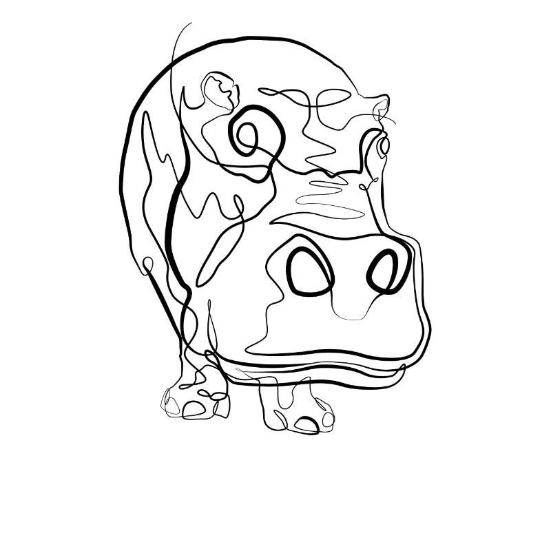 Nilpferd - one line drawing