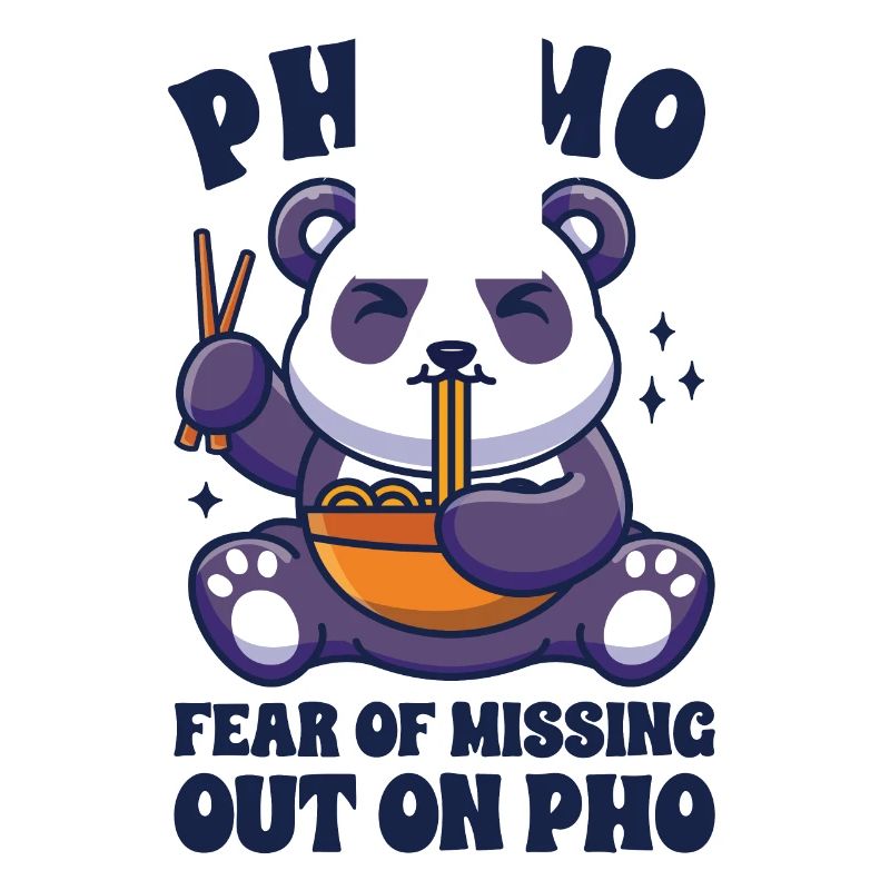 Drôle Pho Panda mignon mangeant Pho
