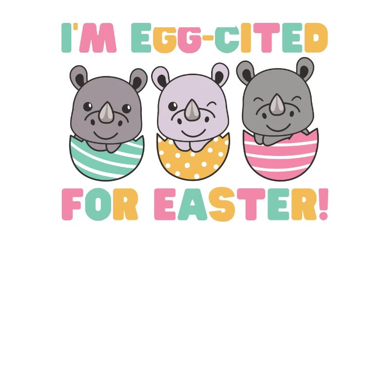 cute rhinos at Easter with Easter eggs rhino