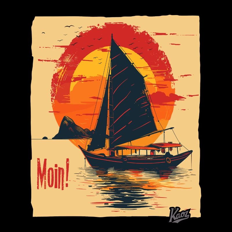 Golden sun over a ship – MOIN!
