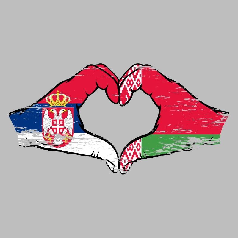 Serbie Biélorussie drapeau mains coeur utilisé
