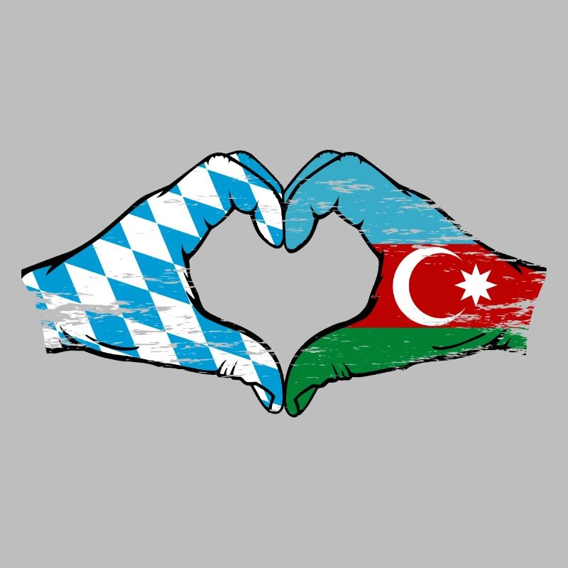 Bavière, Azerbaïdjan, Drapeau, Mains, Forme de coeur Utilisé