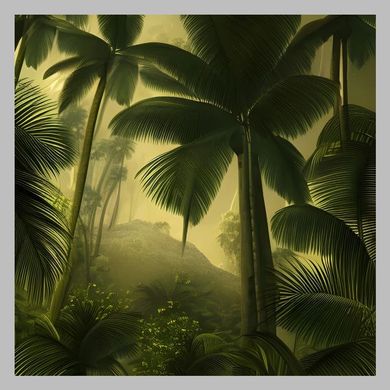 A forest with palm trees