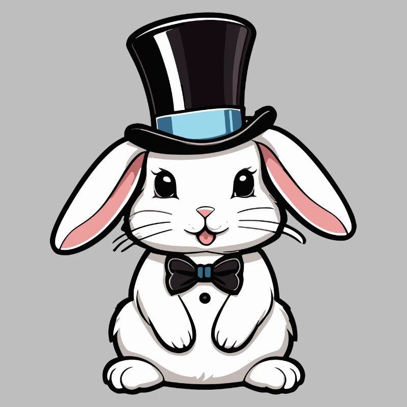 White Rabbit with a Hat and Bow Tie