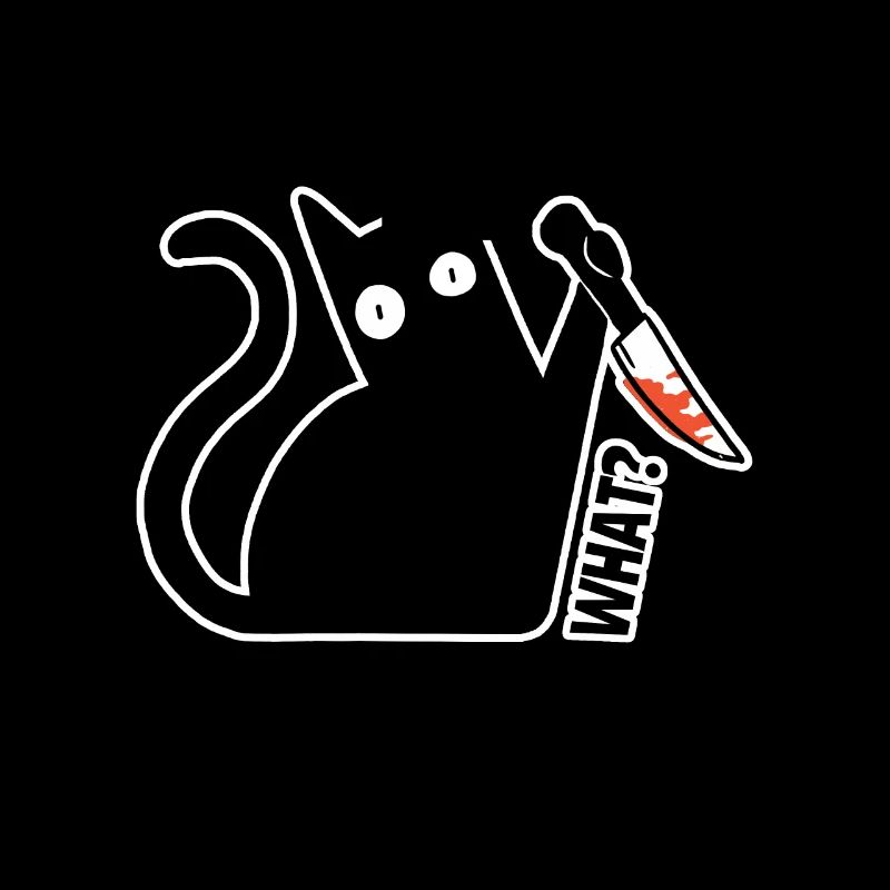 Cat What? lustige schwarze Katze mit Messer