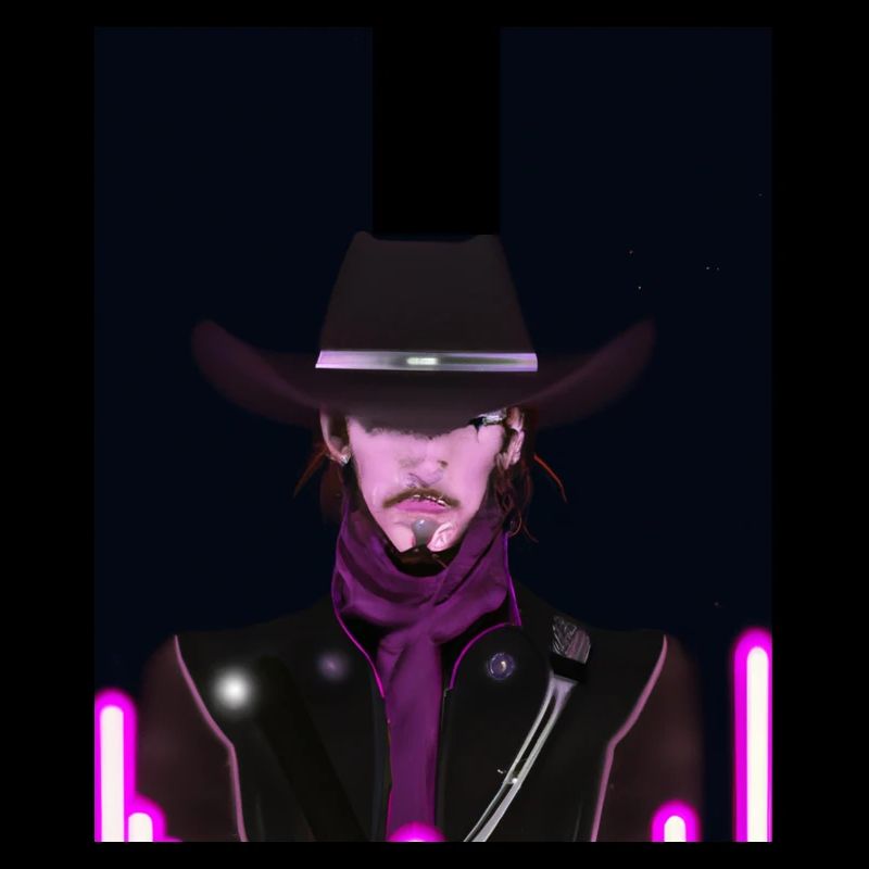 Goth Synthwave Outrun Goth Cowboy