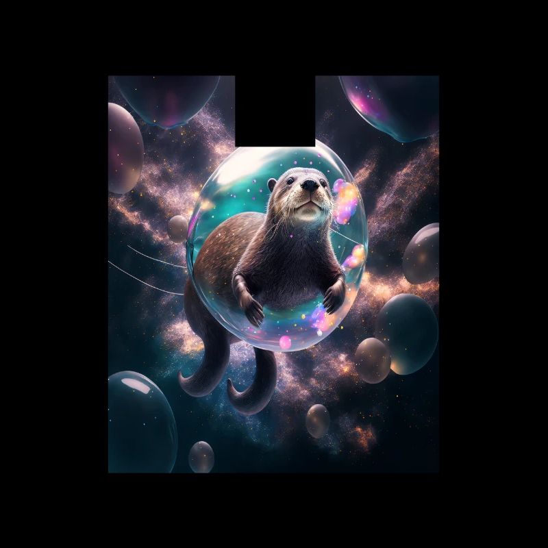 Drôle Space Otters Space Otter avec Planet