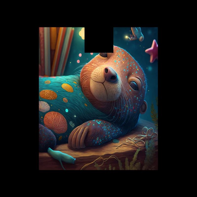 Cute Otter Bed Time Funny Bored Sleepyhead Otter