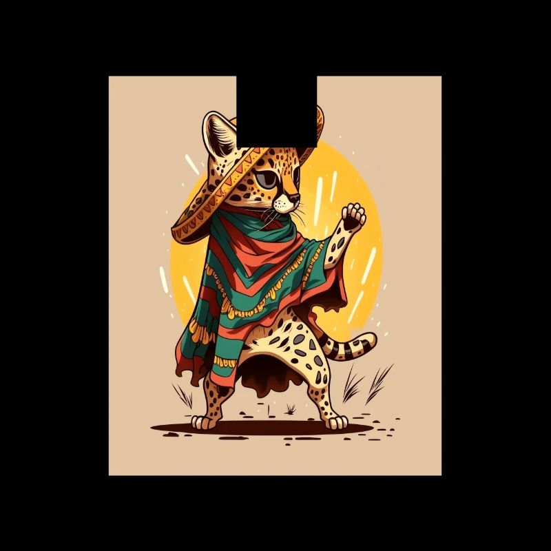 Ocelot Wearing Sombrero Kawaii Dabbing Ocelot