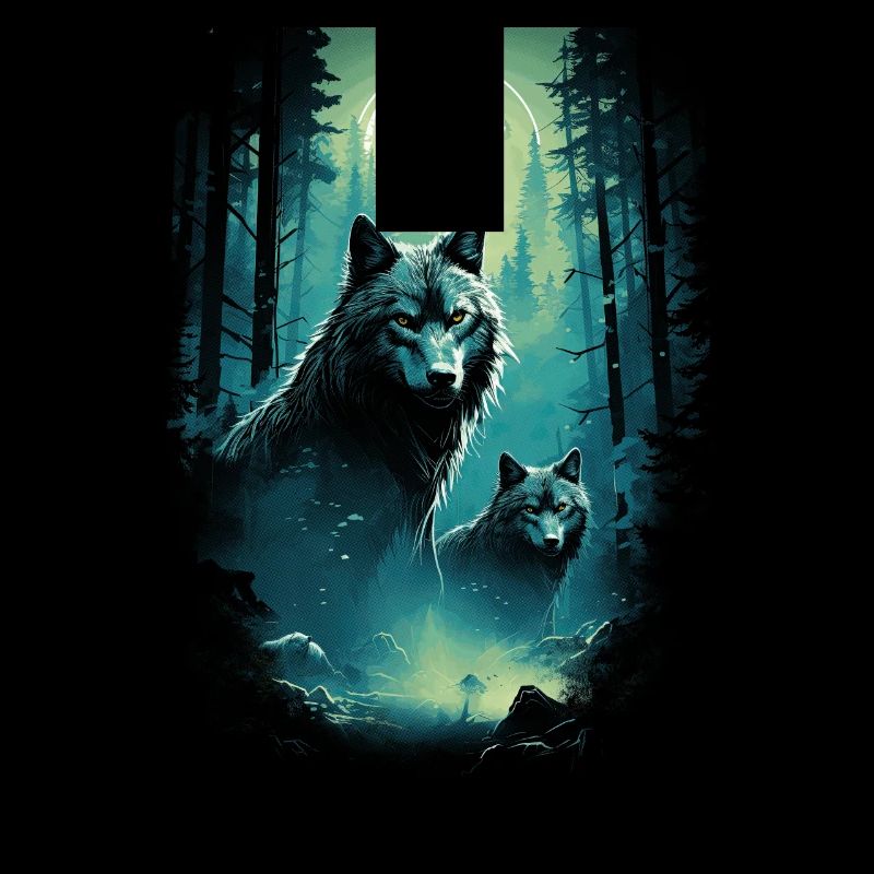 Fantasy Wolves Wolf Moonlight Illustration