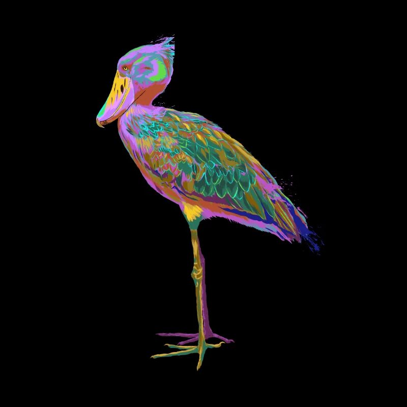 Bunter Splash Vogel Schuhschnabel