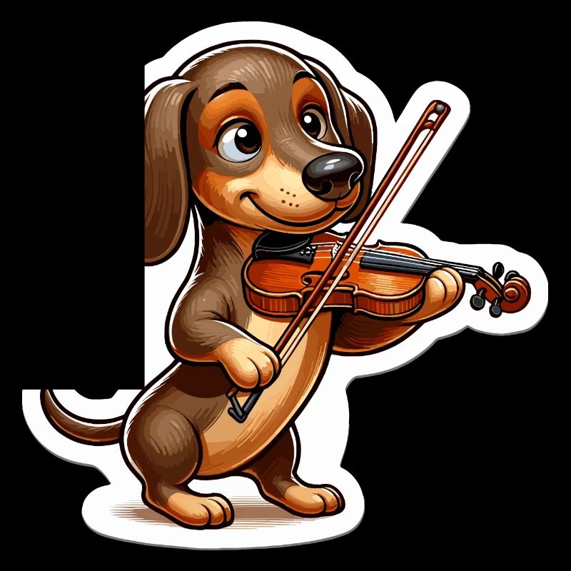 Teckel mignon jouant du violon