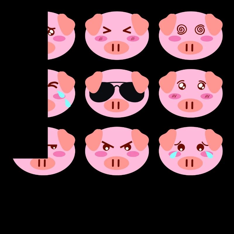 Cool Cochon Rose Humeur Différente Visages De