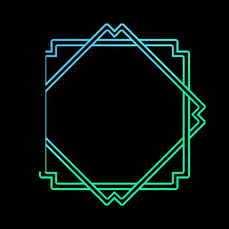 Green Blue Square Frame Decoration