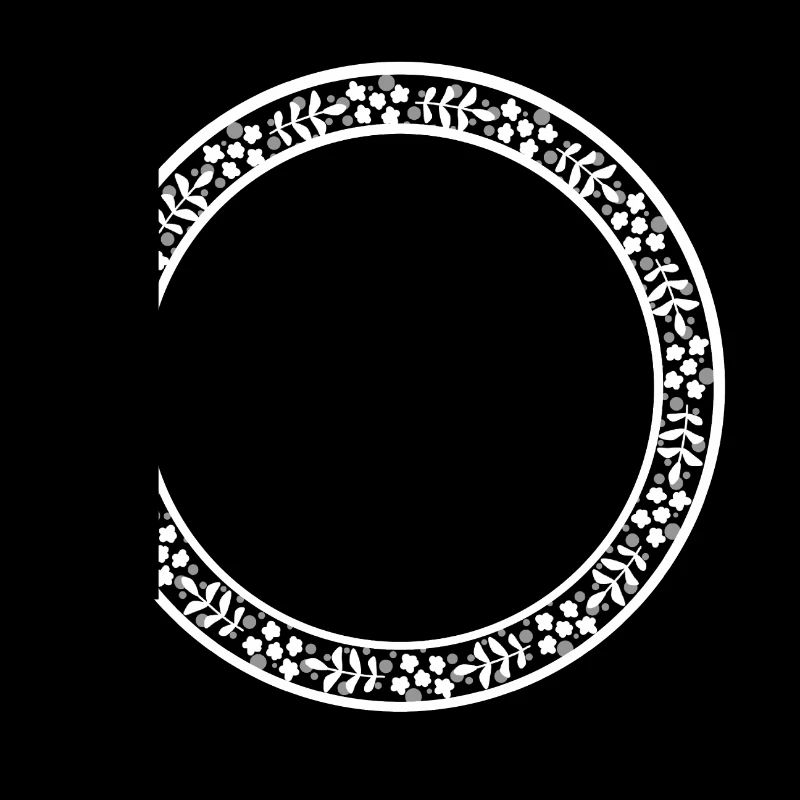 White Round Frame with Flower Decoration Circle