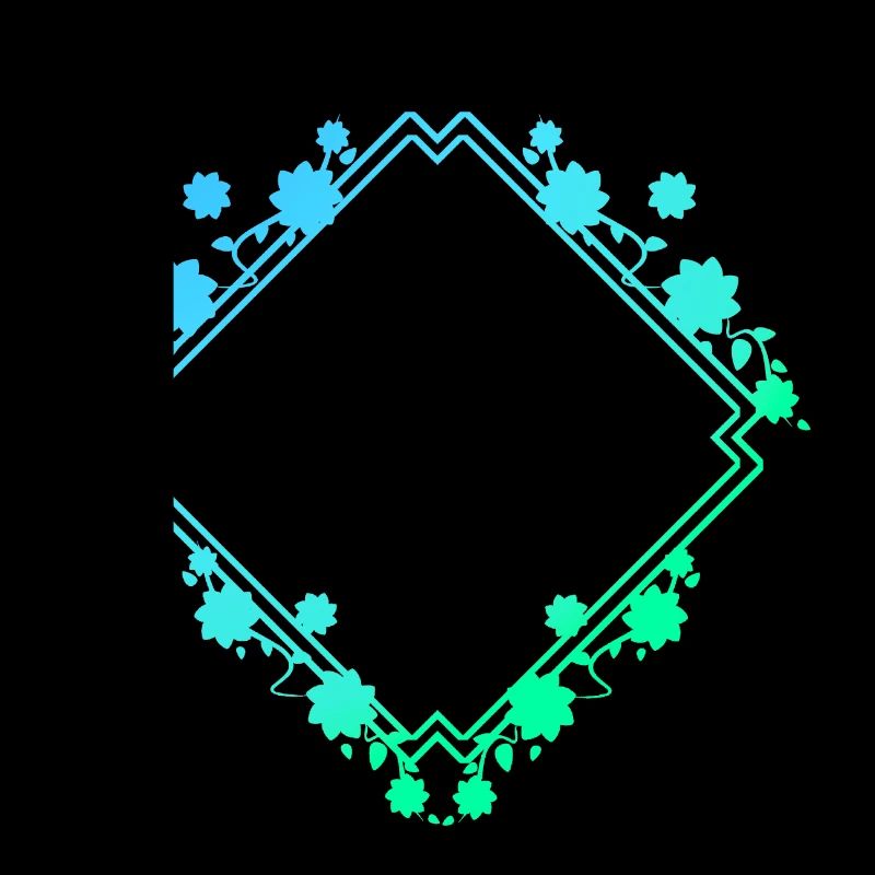Floral Pattern Frame with Strokes Lines