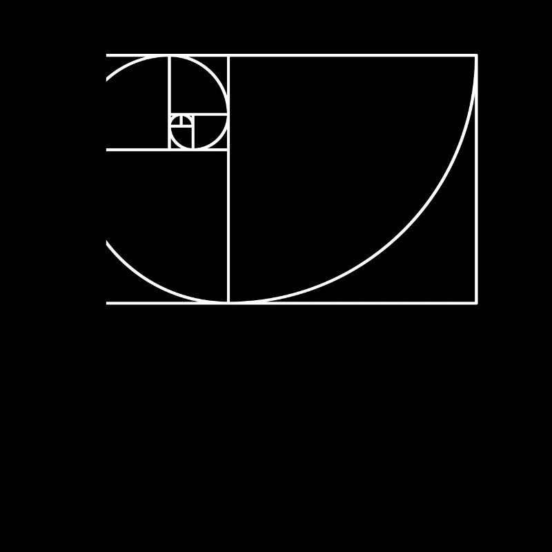 Spirale de Fibonacci - section dorée en blanc