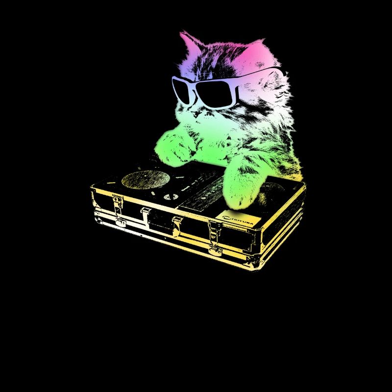 Rainbow DJ Cat - scratching