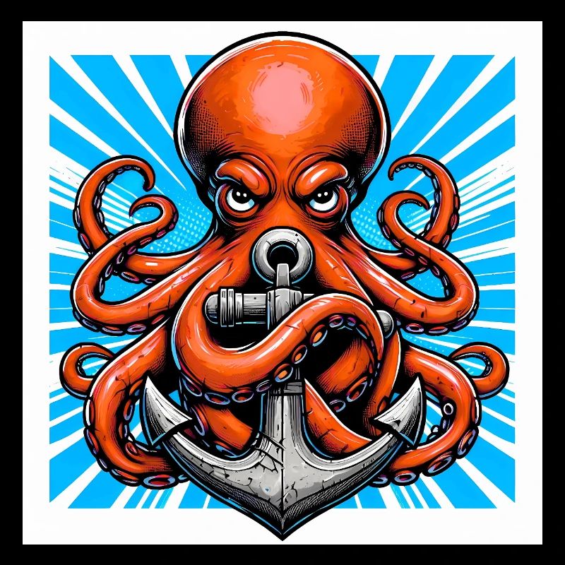 Oktopus umarmt einen Anker