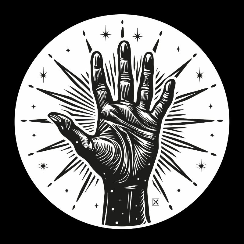 Sternhand mit Blitzen