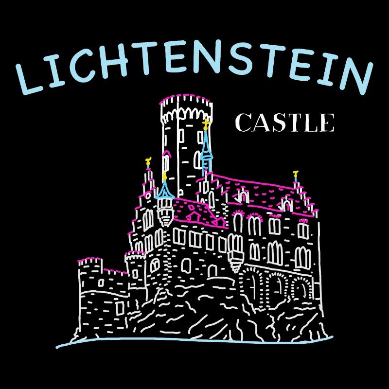 Lichtenstein Castle, Germany, Hand Drawing
