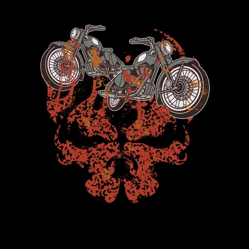 Motorcycle Grim Skull Biker Flame