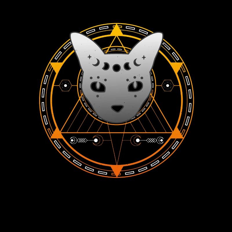Sacred Geometry Cat Magic Wicca Goth