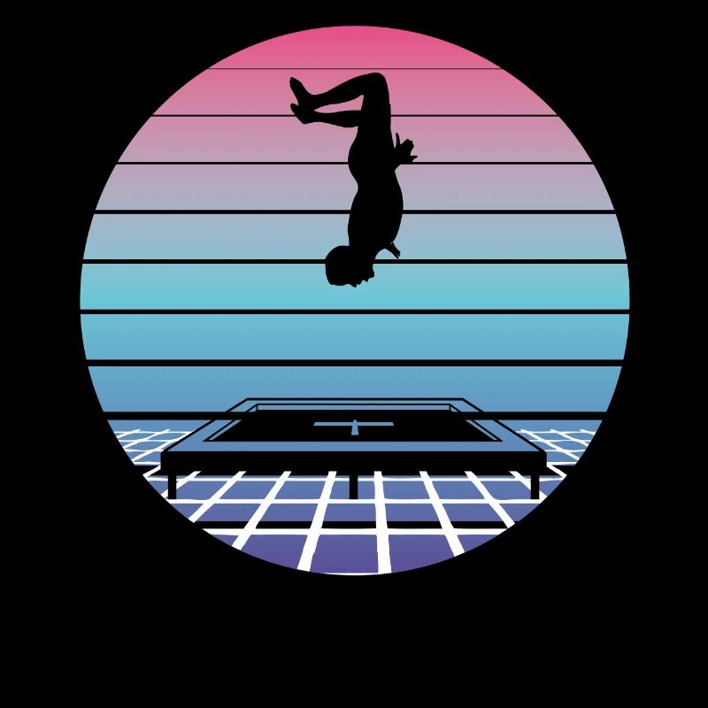 Trampolin Springen Sprung Vaporwave Retro Geschenk