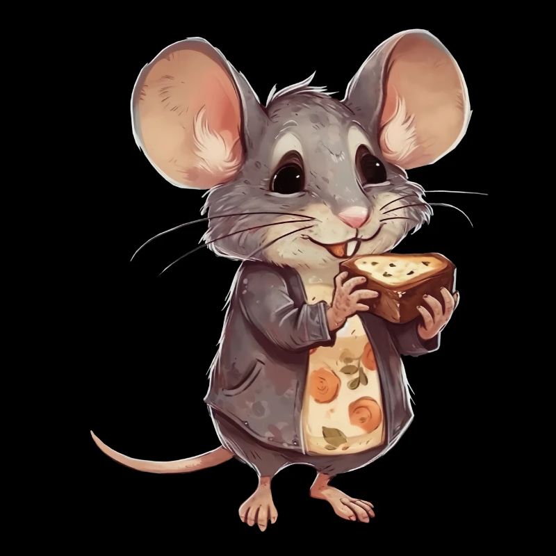 Souris heureuse avec biscuits aux pépites de chocolat