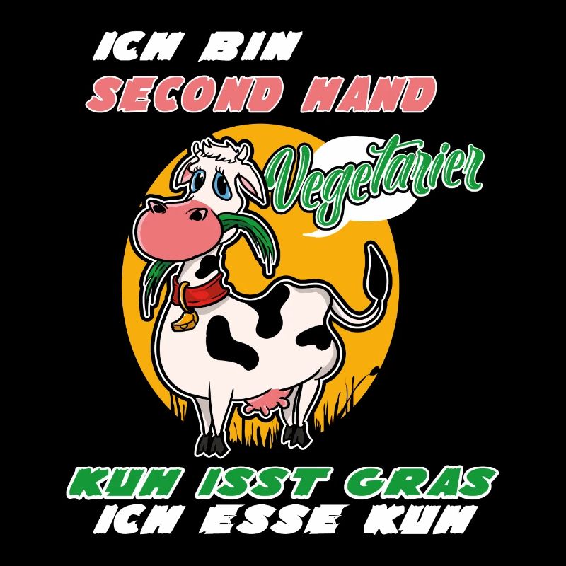 Ich Bin Second Hand Vegetarier Kuh Isst Gras