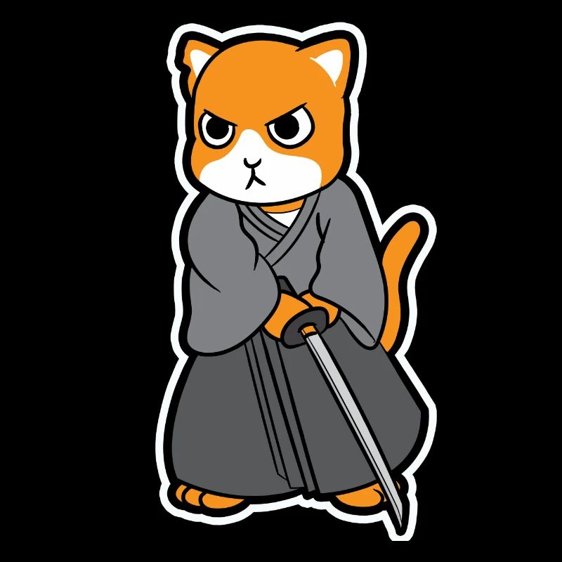 Samurai Katze mit Katana