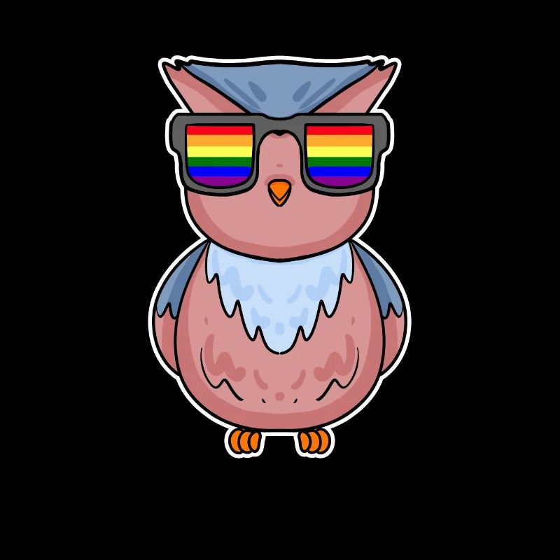 Regenbogen - Eule mit Brille