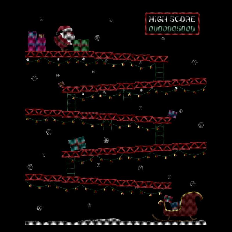 Pull de Noël laid de cadeaux de jeu rétro