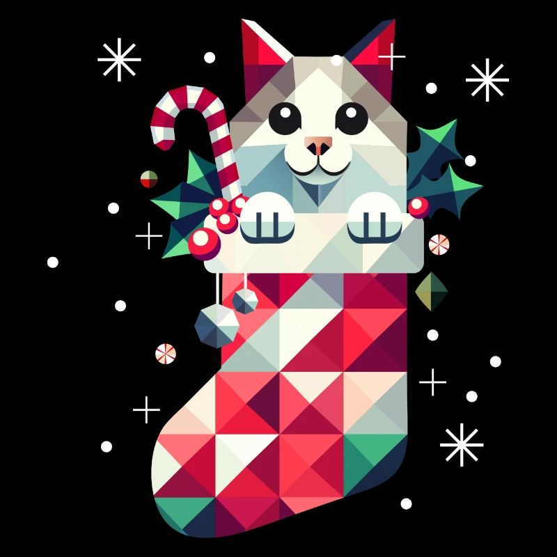Chat mignon dans un bas de Noël coloré