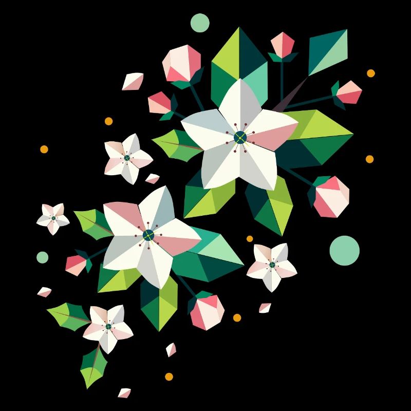 Branche de pommier de fleur de printemps géométrique